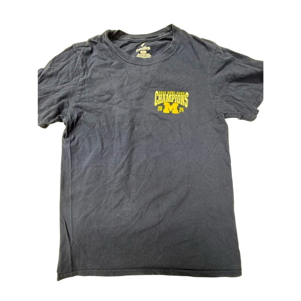Fanatics Michigan Navy Short Sleeve Tee with Yellow 'Champions' Logo Mens Small